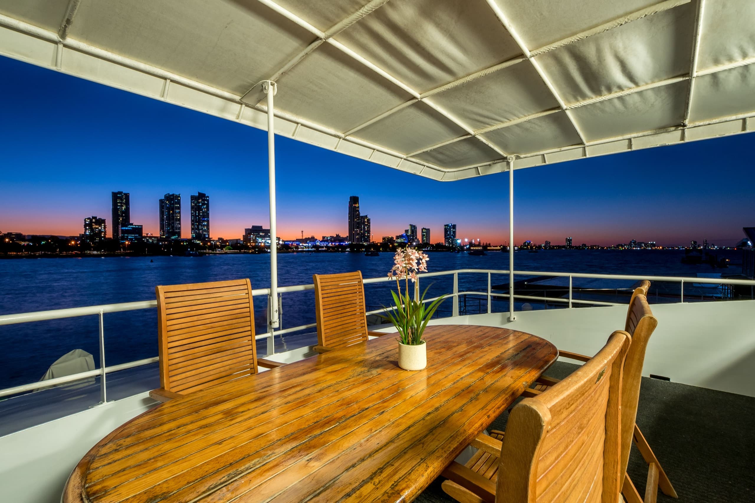Sunset over the Gold Coast from a Boattime deck